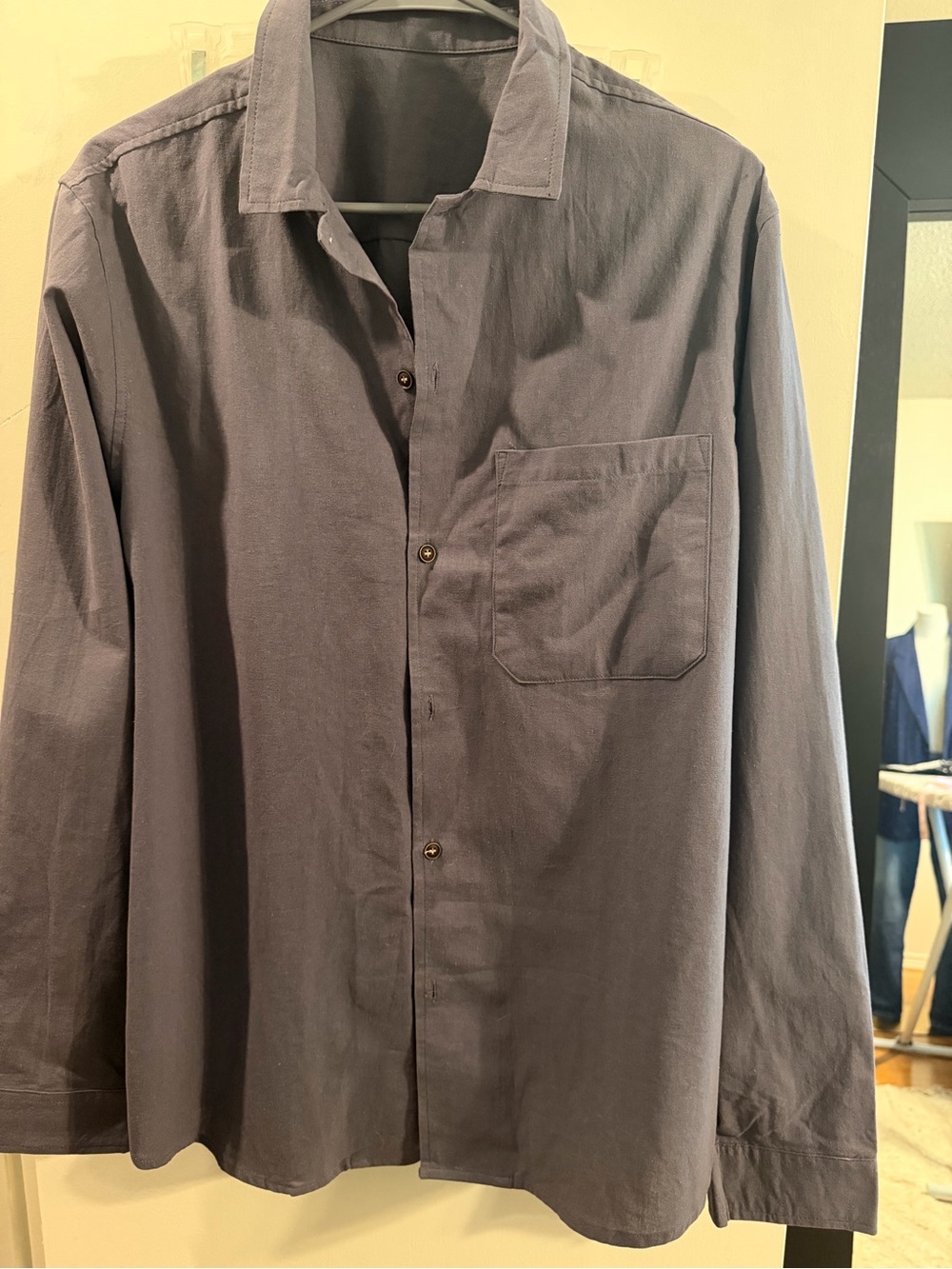 Classic Men's Long-Sleeve Button-Up Shirt in Charcoal